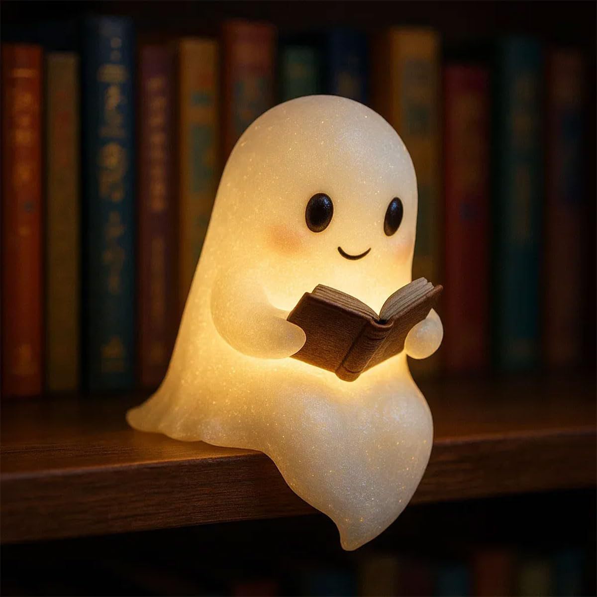 Cute LED Ghost Night Light – Warm Glow Bedside Lamp for Kids & Halloween Decor