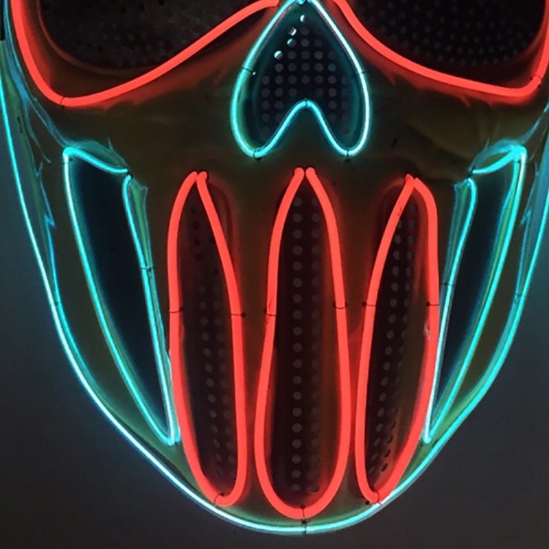 LED Halloween Mask – Glowing Ice Blue & Red Light-Up Party Mask