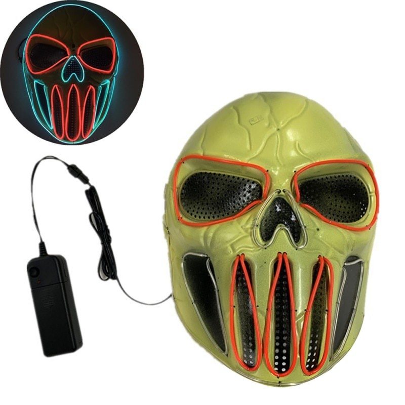 LED Halloween Mask – Glowing Ice Blue & Red Light-Up Party Mask