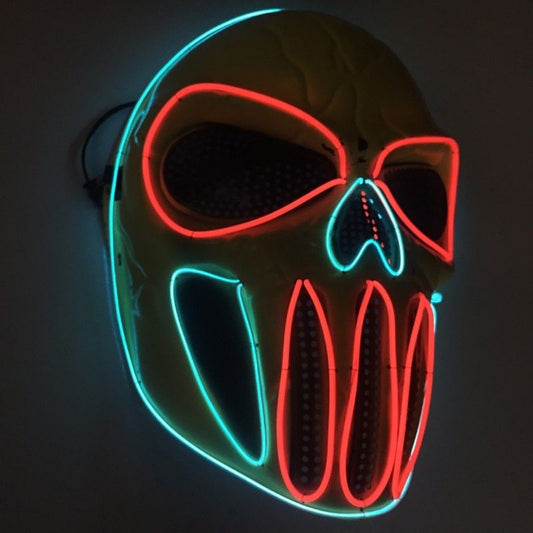 LED Halloween Mask – Glowing Ice Blue & Red Light-Up Party Mask