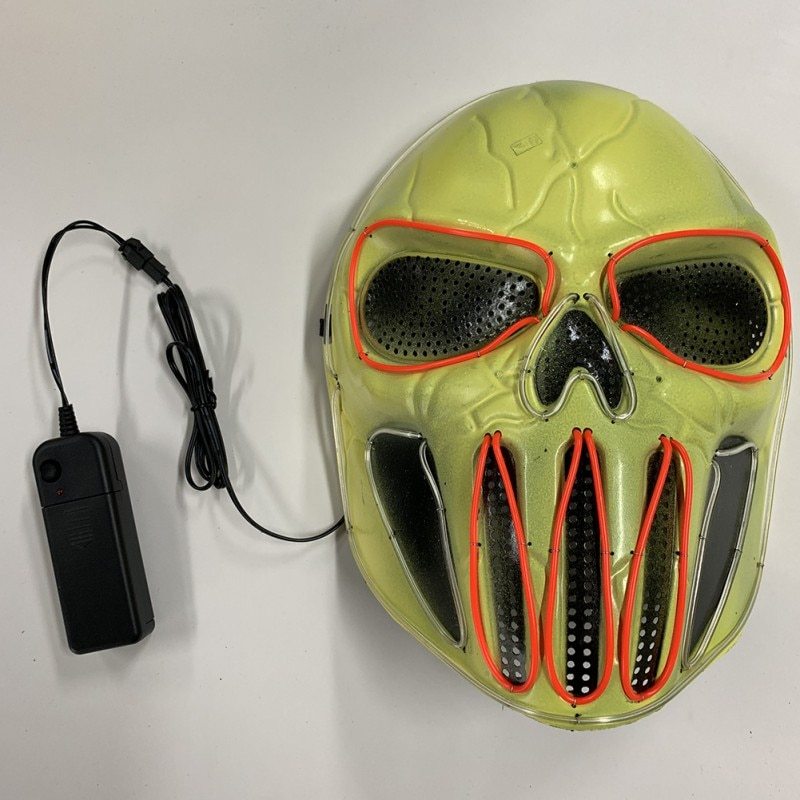 LED Halloween Mask – Glowing Ice Blue & Red Light-Up Party Mask