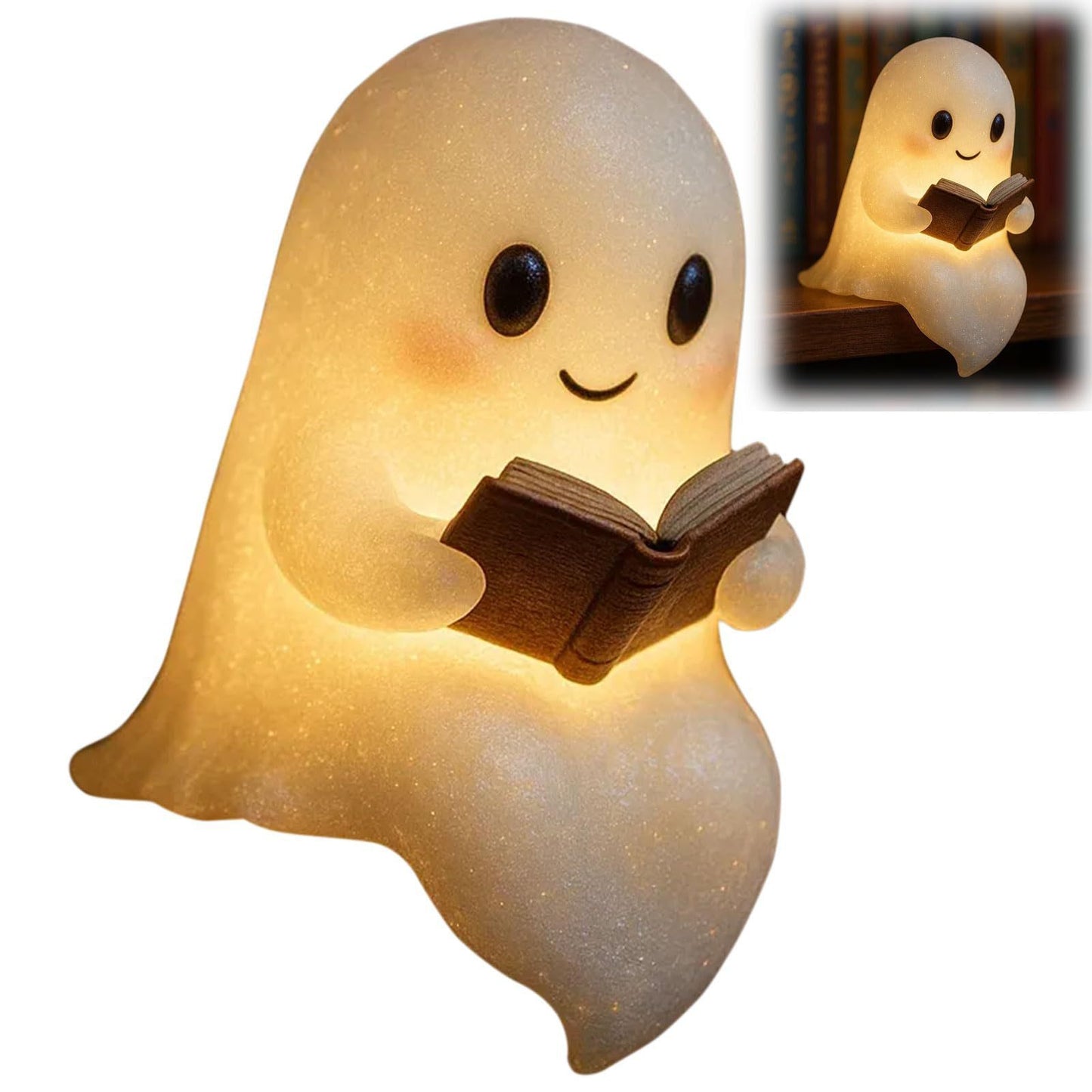 Cute LED Ghost Night Light – Warm Glow Bedside Lamp for Kids & Halloween Decor